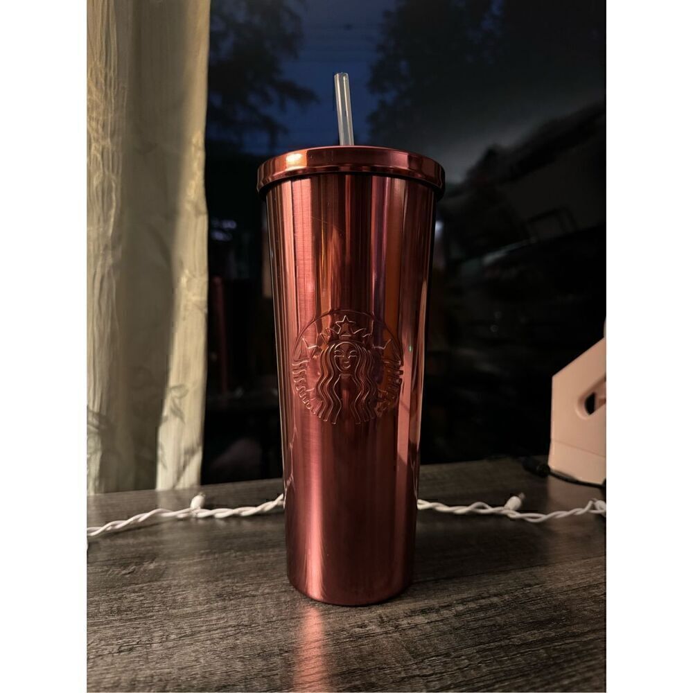 STARBUCKS rare rose gold stainless steel 24oz tumbler